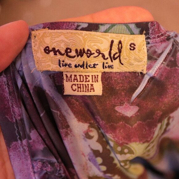 One World | Short Sleeve‎ Ruffled Top Small - Picture 5 of 7